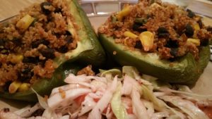 mexican quinoa stuffed peppers and sweet apple cranberry slaw