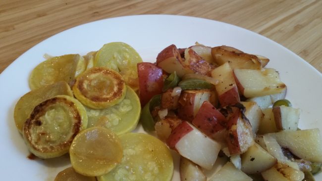 easy skillet fried potatoes and yellow squash
